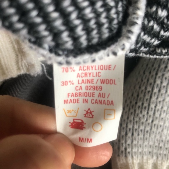 Vintage Shawl Collar Wool Blend Loose Fit Sweater Geometric Pattern Medium - Picture 11 of 11